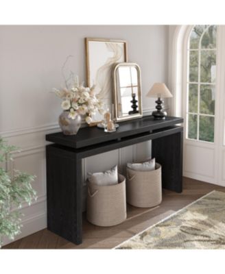 60" Black Farmhouse Console Table - Retro Entryway/Sofa Table