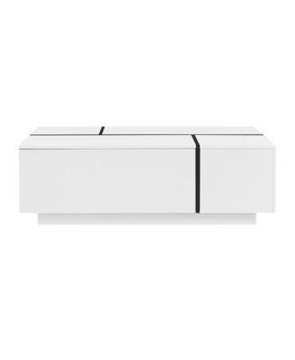 Extendable High-Gloss Coffee Table w/ Storage Drawers