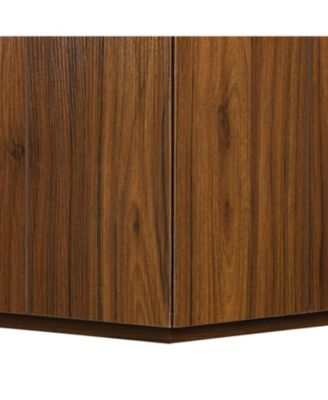 Rustic Hexagonal Coffee Table, Drawers, Marble Top, Light Oak