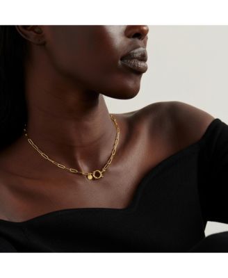 Gold-Plated Paperclip Chain Necklace with Toggle Clasp