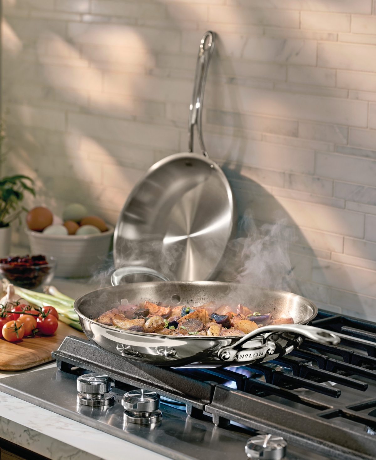 Anolon EverLast Stainless Steel 2-Pc. Tri-Ply Clad Frying Pan Set