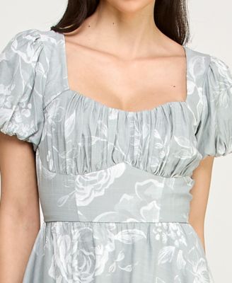 Juniors' Puff Sleeve Tiered Maxi Dress