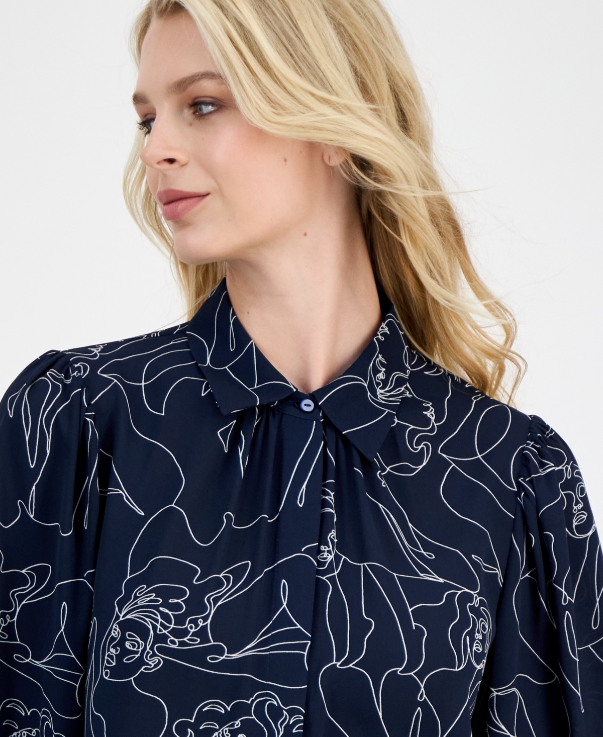 T Tahari Women's Printed Button-Front Shirt