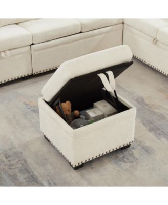 97" L-Shaped Chenille Sectional Sofa with Ottoman