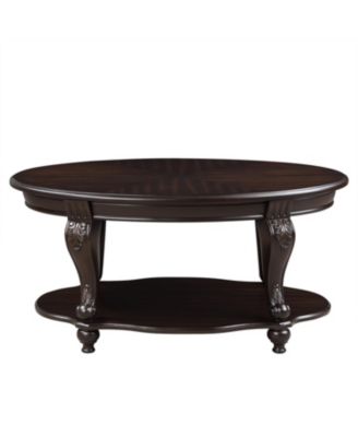 42" Espresso Oval Coffee Table with Open Storage and Easy Assembly