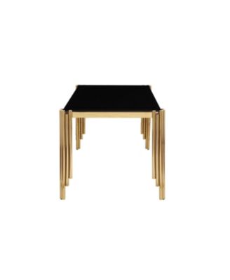Streamdale 65" Rectangle Glass Dining Table with Gold Legs