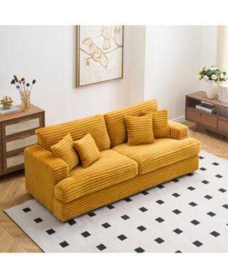 Streamdale Corduroy Sofa 79.3", 3-Seater  with 4 Pillows