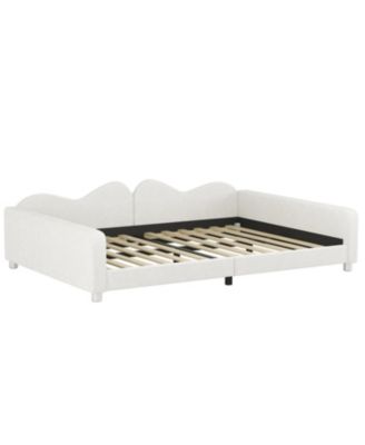 Full size Upholstered Daybed, Sherpa Fabric Sofabed with Cloud-Shaped Backrest, No Box-spring Needed
