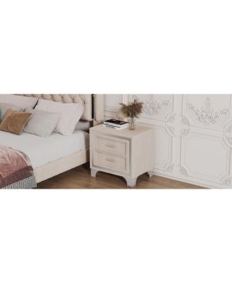 Mid-Century Velvet Nightstand, Pink