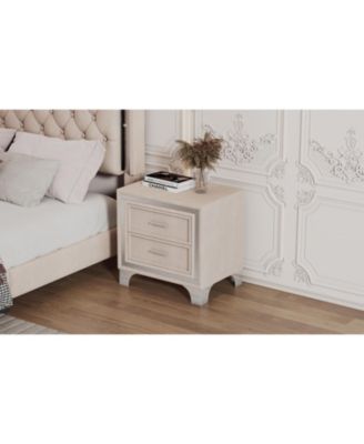 Mid-Century Velvet Nightstand, Pink