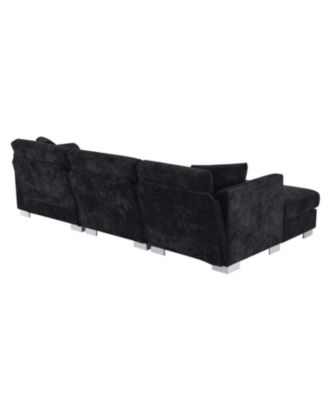 Modern Cloud Sectional Sofa, 4-Seat L-Shaped Couch with Pillows