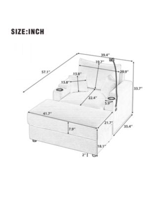 Modern Sofa Couch w/ Ottoman USB Cup Holders