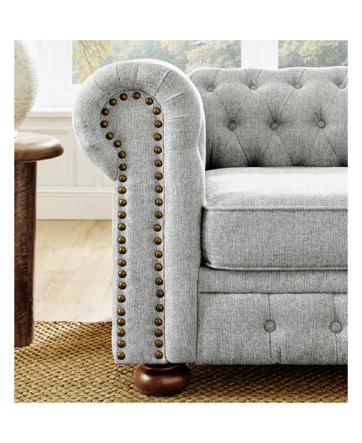 Streamdale Furniture Chesterfield Tufted Linen Sofa