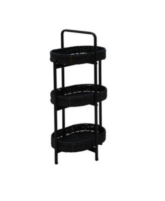 Handwoven 3-Tier Oval Side Table