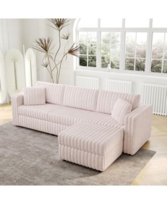 106" 2-Piece Fabric Upholstered Sofa & Ottoman Set