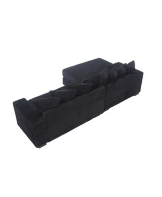 Oversized Corduroy L Shaped Sofa with Chaise & 8 Pillows