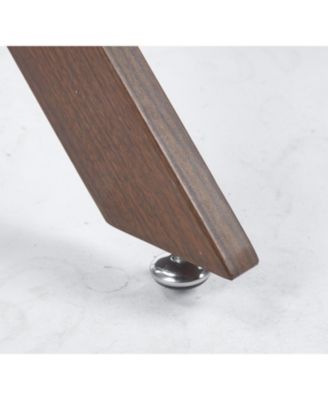 Modern Glass Dining Table Walnut Metal Legs