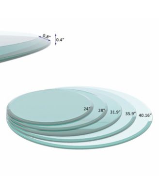 24" Round Tempered Glass Table Top - Beveled Edge