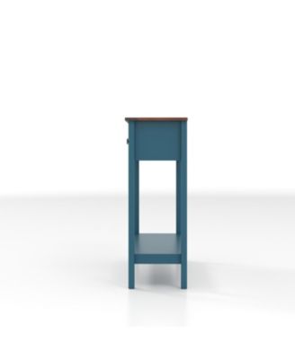 Farmhouse Console Table - 2 Drawer & Shelf - Pagoda Blue