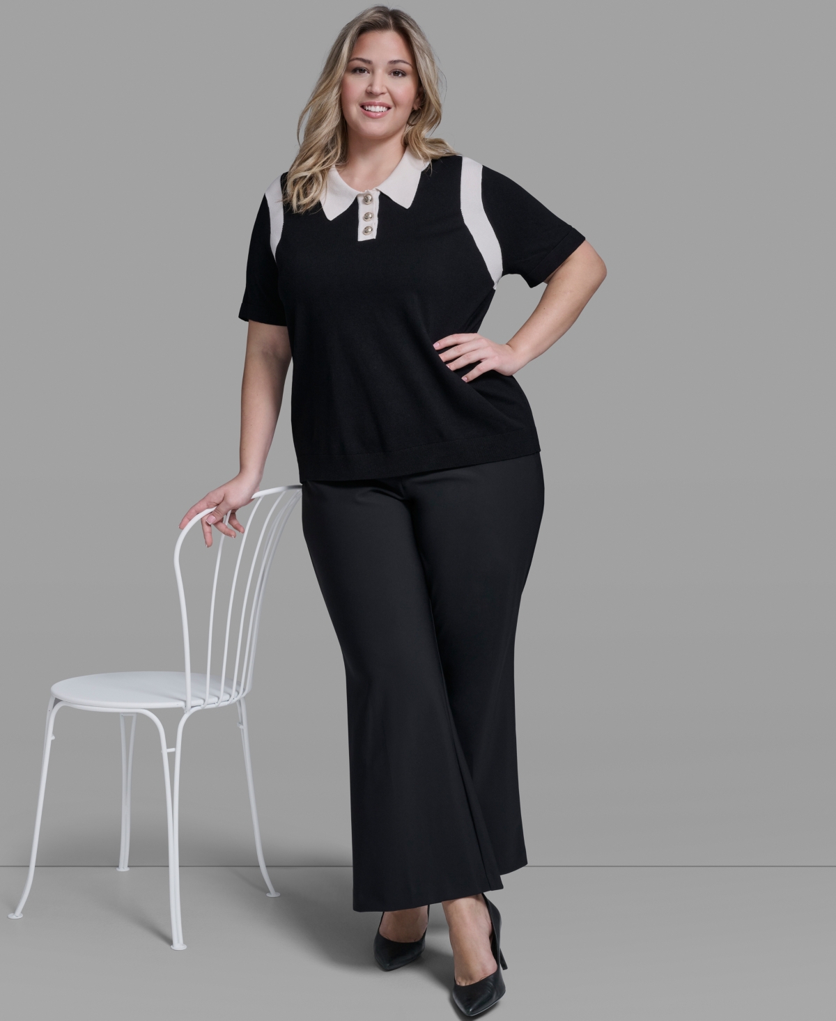 Karl Lagerfeld Paris Plus Ponte Wide Leg Pants