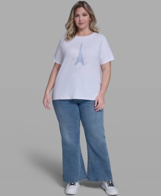 Plus Size Embellished Eiffel T-Shirt
