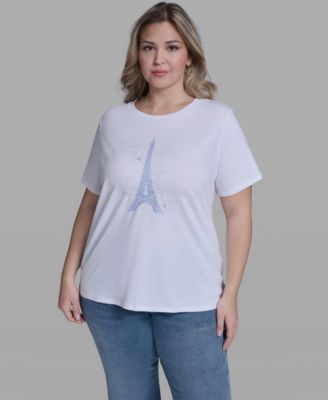 Plus Size Embellished Eiffel T-Shirt