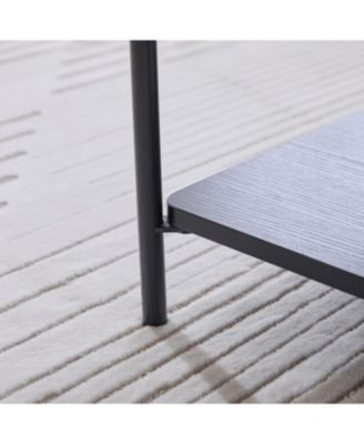 Upholstered Ottoman Coffee Table with Storage Shelf - Beige