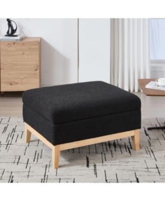 33.86" Square Storage Ottoman/Coffee Table - Black Boucle