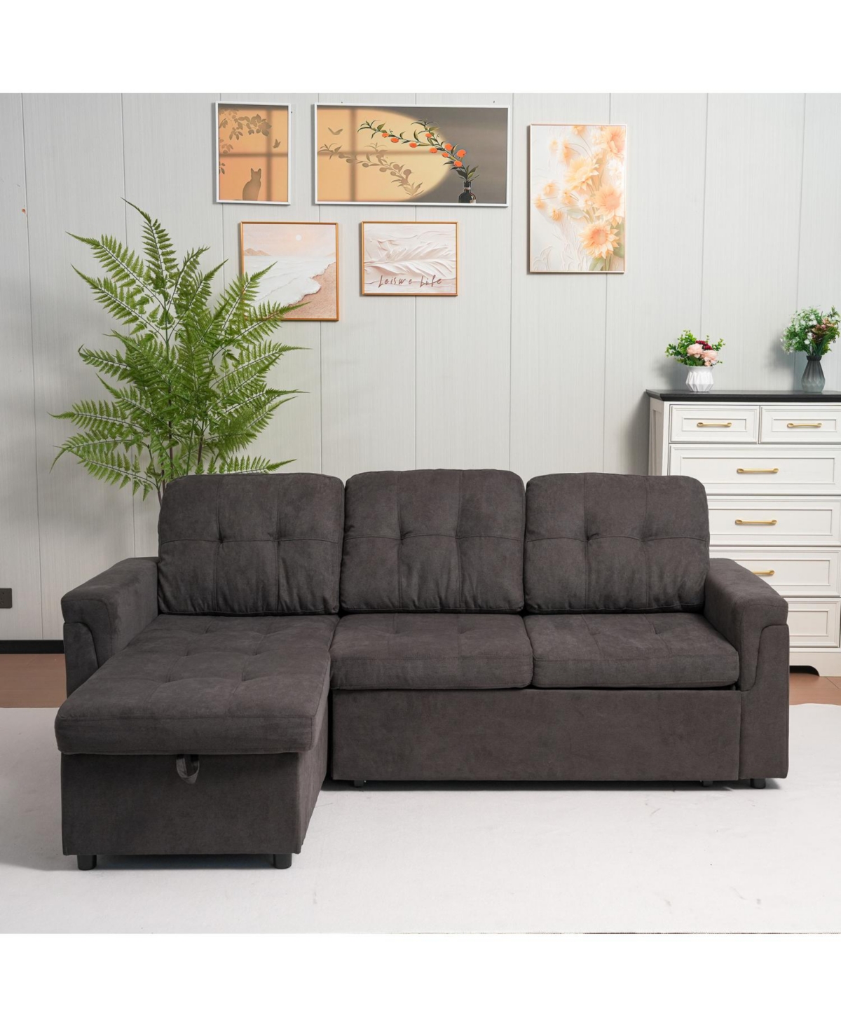 Streamdale Furniture Upholstered Sleeper Sectional with Reversible Storage