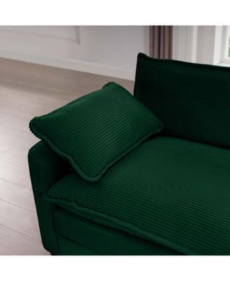 Green Corduroy Deep Seat Chair with Footstool & Pillow