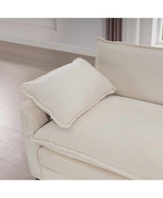 Corduroy Sectional Sofa with Ottoman