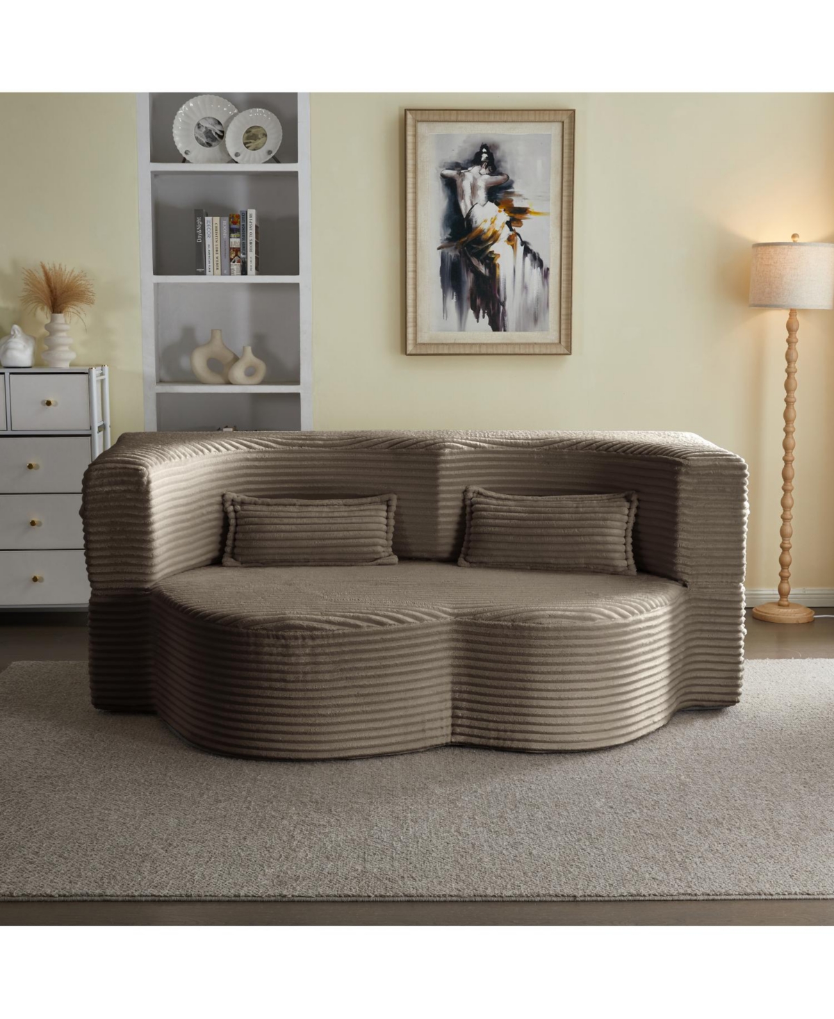 Streamdale Furniture Corduroy Foam Sleeper Sofa Bed with Pillows