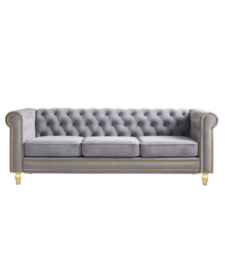 Chesterfield Velvet Sofa 84.65 inch for Living Room