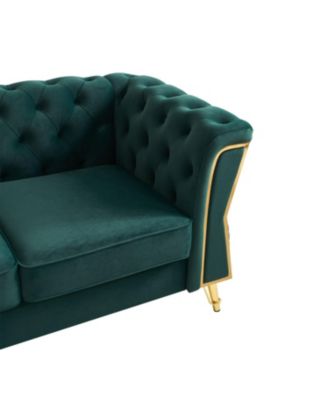 Modern Tufted Velvet Sofa 87.4 inch for Living Room