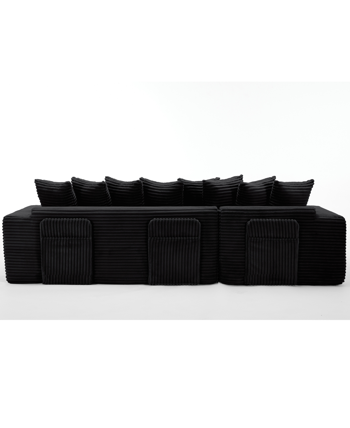 Streamdale Furniture Oversize Cloud Sectional Couch, L-Shape Sofa Bed, 8 Pillows, Corduroy, Black