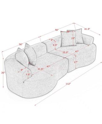 Modern Cloud Green Chenille Curved Sectional Sofa