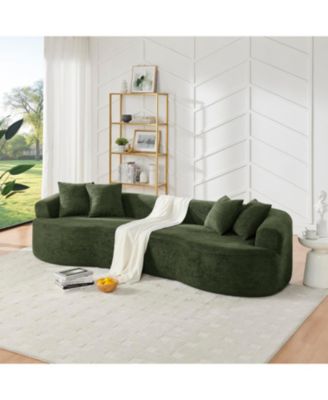 Modern Cloud Green Chenille Curved Sectional Sofa