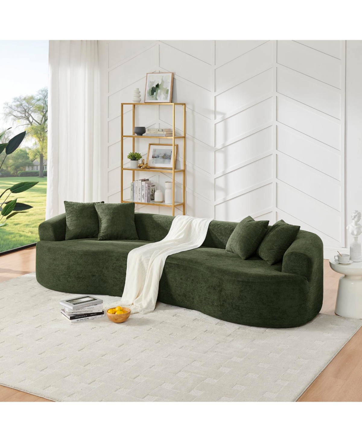 Streamdale Furniture Modern Cloud Green Chenille Curved Sectional Sofa