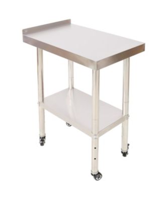 Stainless Steel Prep Table 24x15, Backsplash, Casters