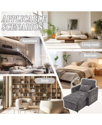 Multifunctional Chenille Recliner Sofa with Storage & Phone Bracket