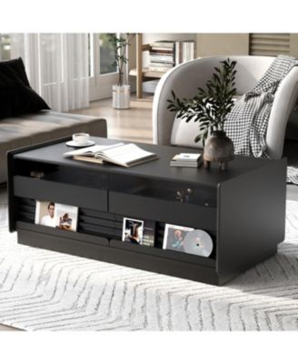 Modern Rectangle Coffee Table with Drawers & Shelves