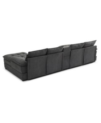 130" U-Shaped Sofa with Console, Cupholders, Sleeper Couch, Chaise (Grey)