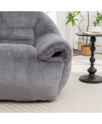 Comfy Faux Fur Bean Bag Chair w/ Footstool