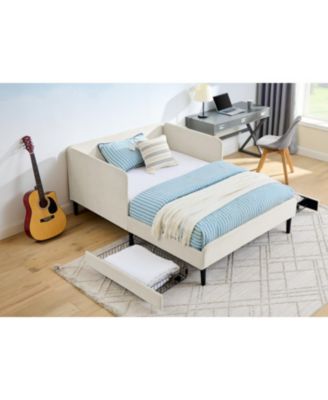 Upholstered Platform Bed Frame w/ 2 Drawers, Adjustable Velvet