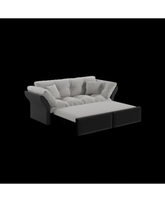 Queen Pull Out Sofa Bed, 3-in-1 Convertible Sleeper, Velvet Loveseat - Grey