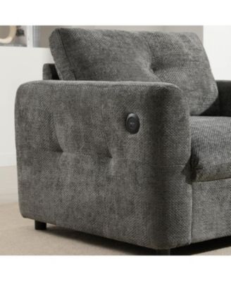 Tufted Chenille Armchair with Charger & Wide Seat