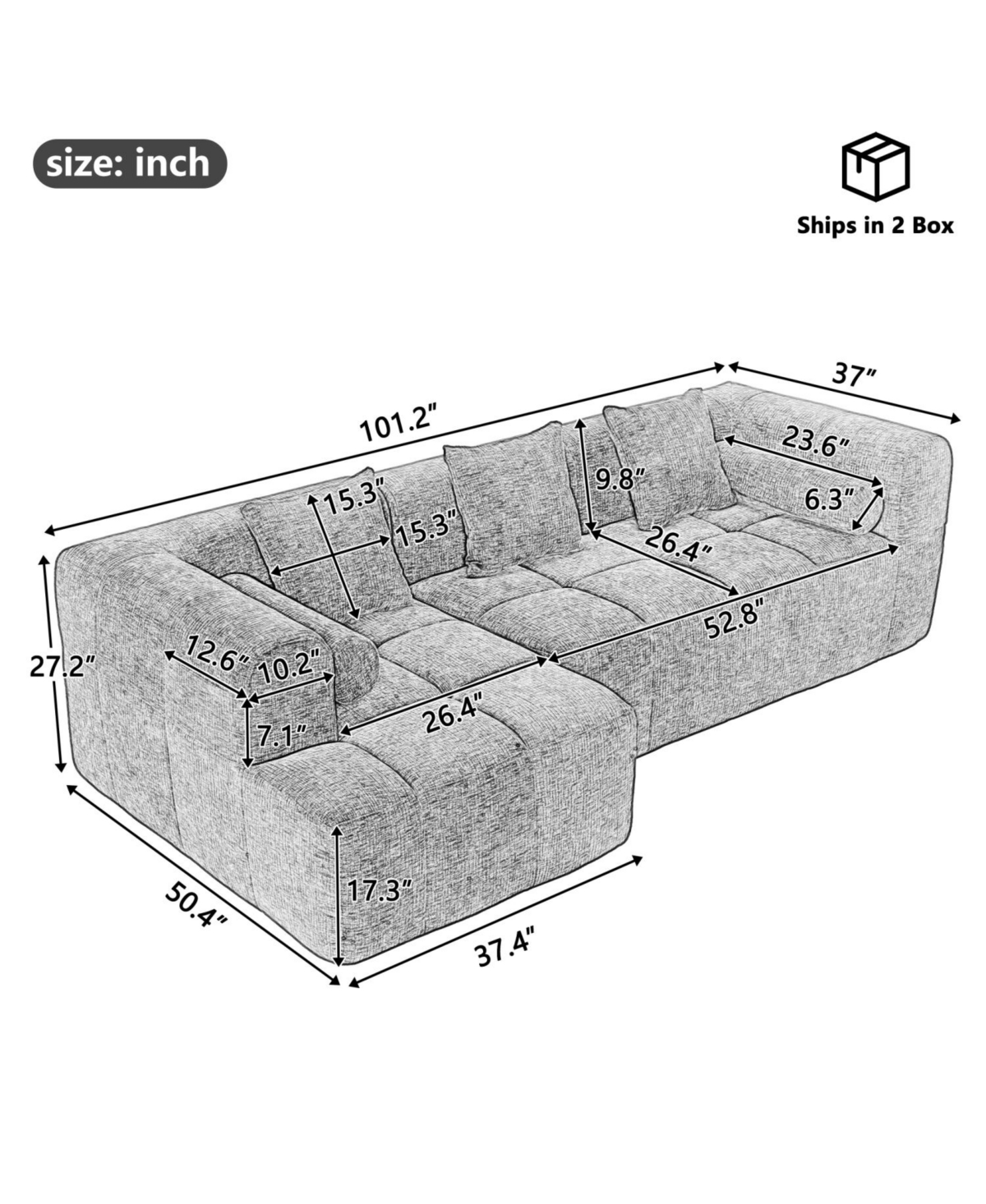Streamdale Furniture + Sectional Sofa (Modular) + Fabric + Deep Seating & Pockets + Couch