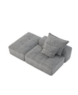 Modern Chenille Sectional Sofa with Pillows