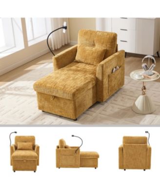 Multifunctional Chenille Recliner Sofa with Storage & Phone Bracket