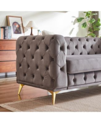 Velvet Sofa Set- 3+2 Seater, Wood Frame, Metal Legs, Cushions